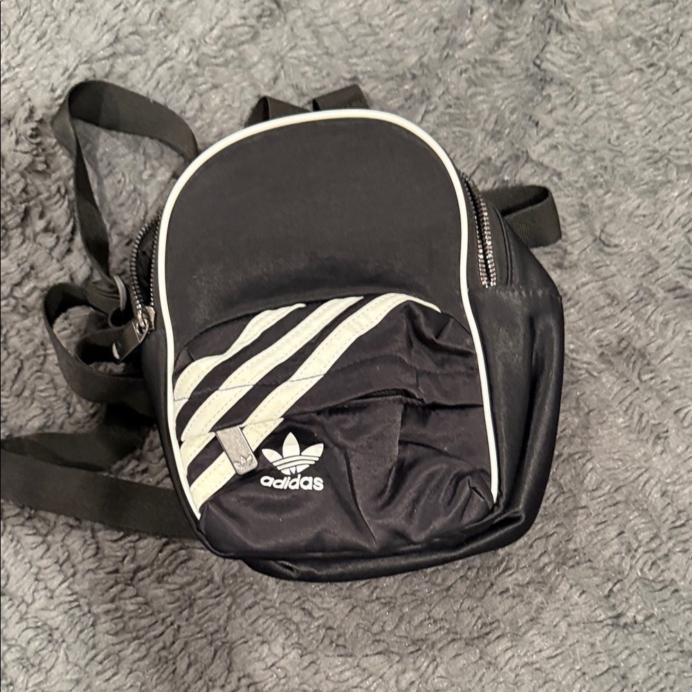Adidas Black and White Striped Backpack
